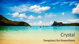  Presentation with krabi - Theme featuring image of long tail boat background and a  colored foreground