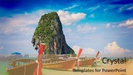  Presentation with krabi - Presentation having image of long tail boat background and a yellow colored foreground