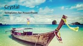  Presentation with krabi - Presentation design enhanced with image of long tail boat background and a light blue colored foreground