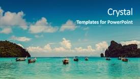  Presentation with krabi - Presentation featuring image of long tail boat background and a  colored foreground