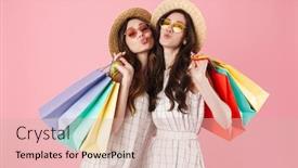  Presentation with women making - Cool new slide set with image-of-lovely-women backdrop and a soft green colored foreground