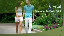  Presentation with lovers - Audience pleasing theme consisting of image of lovers in the park on a date backdrop and a tawny brown colored foreground