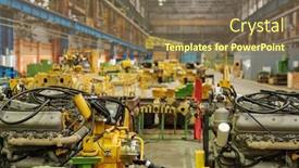  Presentation with factory equipments - Presentation design consisting of image-of-machine-equipments background and a violet colored foreground