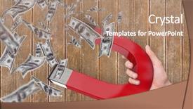  Presentation with magnet - Beautiful PPT theme featuring image of magnet attracting dollars backdrop and a coral colored foreground