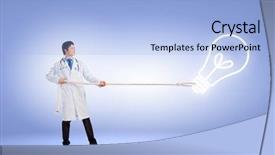  Presentation with idea - Cool new slide set with image of male doctor pulling backdrop and a  colored foreground