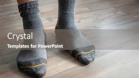  Presentation with socks - Audience pleasing PPT theme consisting of image-of-male-feet backdrop and a gray colored foreground