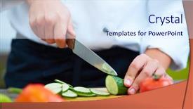  Presentation with cucumbers - PPT layouts consisting of food cook - image of male hand background and a sky blue colored foreground