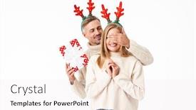  Presentation with antlers - Cool new presentation theme with image-of-man-in-christmas backdrop and a white colored foreground