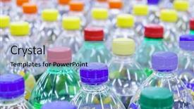  Presentation with plastic bottle - Colorful theme enhanced with image of many plastic bottles backdrop and a light blue colored foreground