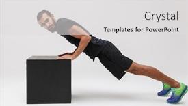  Presentation with masculine - Cool new slides with image-of-masculine-brunette-sportsman backdrop and a light gray colored foreground