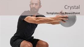  Presentation with masculine - Colorful slide set enhanced with image-of-masculine-brunette-sportsman backdrop and a soft green colored foreground