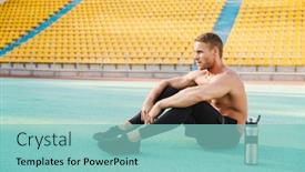  Presentation with ground water - Colorful slide deck enhanced with image of masculine shirtless man backdrop and a seafoam green colored foreground