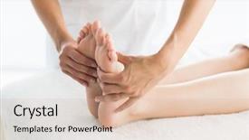  Presentation with club foot - PPT theme having image of masseur giving foot background and a lemonade colored foreground