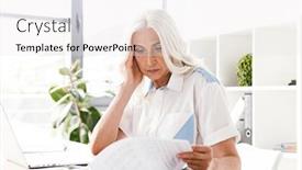  Presentation with writing notes - Slides enhanced with indoors in office working writing background and a white colored foreground