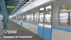  Presentation with metro train - Presentation with image of metro train stands on the station background and a gray colored foreground