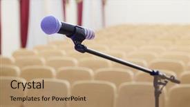  Presentation with blurred vision - Cool new PPT layouts with image of microphone and blurred backdrop and a coral colored foreground