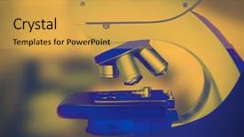  Presentation with cytology laboratory - Amazing PPT theme having image of microscope in laboratory backdrop and a yellow colored foreground