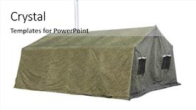  Presentation with tent - Colorful PPT layouts enhanced with image of military tent backdrop and a white colored foreground