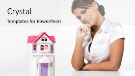  Presentation with toy - Cool new slides with image of miniature toy house backdrop and a  colored foreground
