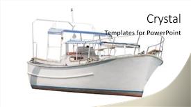  Presentation with motor boat in the sea - Audience pleasing presentation consisting of nurse - male physio therapist and woman backdrop and a gray colored foreground.