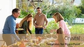  Presentation with multi - Presentation consisting of image-of-multi-generation-caucasian background and a coral colored foreground