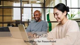  Presentation with female - Beautiful theme featuring image-of-multiethnic-young-female backdrop and a coral colored foreground