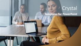  Presentation with female - Audience pleasing PPT layouts consisting of image-of-multiethnic-young-female backdrop and a gray colored foreground