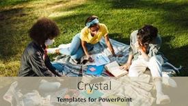  Presentation with medical laptop - Presentation theme consisting of image-of-multinational-student-women background and a soft green colored foreground