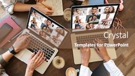  Presentation with women making - Audience pleasing slide set consisting of image-of-multinational-two-women backdrop and a tawny brown colored foreground