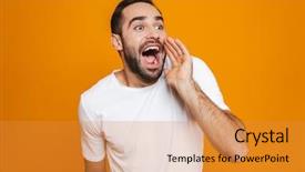  Presentation with yellow - Amazing slide deck having image of mustached man 30s backdrop and a gold colored foreground