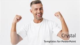  Presentation with microwave imaging image of modern - Presentation featuring image of mustached man 30s background and a white colored foreground