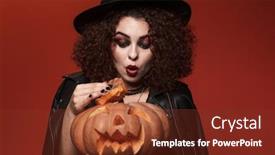  Presentation with mystic - Beautiful slide set featuring image of mystic witch girl backdrop and a tawny brown colored foreground