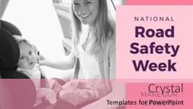  Presentation with road safety - PPT theme consisting of image-of-national-road-safety background and a coral colored foreground