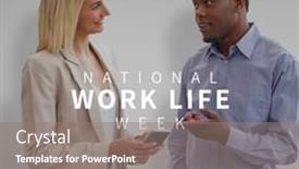  Presentation with work life balance - PPT theme having image-of-national-work-life background and a gray colored foreground