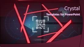  Presentation with scope - Presentation theme featuring image-of-neon-qr-code background and a wine colored foreground