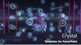  Presentation with scope - PPT theme enhanced with image-of-neon-qr-code background and a ocean colored foreground