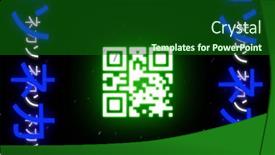  Presentation with code - PPT theme featuring image-of-neon-qr-code background and a forest green colored foreground