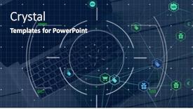  Presentation with global laptop - Presentation theme consisting of image-of-network-of-connections background and a navy blue colored foreground