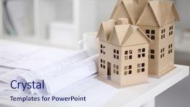  Presentation with architecture - Audience pleasing PPT theme consisting of image of new model house backdrop and a sky blue colored foreground