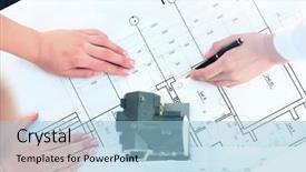  Presentation with architecture - Slides having image of new model house background and a light blue colored foreground