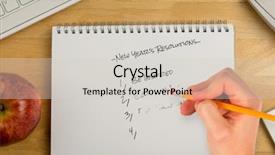  Presentation with image resolution - Colorful theme enhanced with image of new years resolution backdrop and a light gray colored foreground