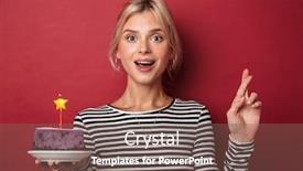  Presentation with good luck - Colorful theme enhanced with image-of-nice-excited-woman backdrop and a violet colored foreground