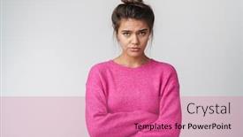  Presentation with pink white - Slides having image-of-nice-unhappy-woman background and a coral colored foreground