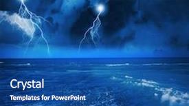 Presentation with stormy sea waves - Colorful presentation design enhanced with image of night stormy sea with big waves and lightning backdrop and a ocean colored foreground