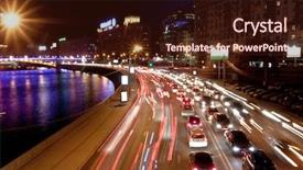  Presentation with traffic jam - Presentation having image of night traffic jam background and a wine colored foreground