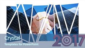  Presentation with shaking hands - Theme having image of numbers with bull background and a ocean colored foreground