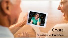  Presentation with old couple - Cool new PPT theme with image of old couple video backdrop and a coral colored foreground