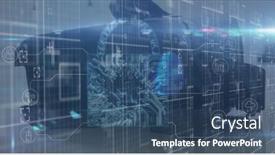  Presentation with digital image processing - PPT layouts enhanced with image-of-online-security-padlock background and a ocean colored foreground