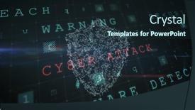  Presentation with shield - Presentation theme having image-of-online-security-shield background and a tawny brown colored foreground