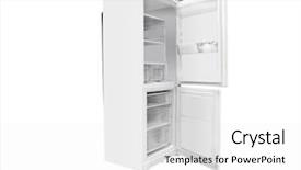  Presentation with refrigerator - Presentation having frozen foods freezer full - image of open refrigerator background and a white colored foreground